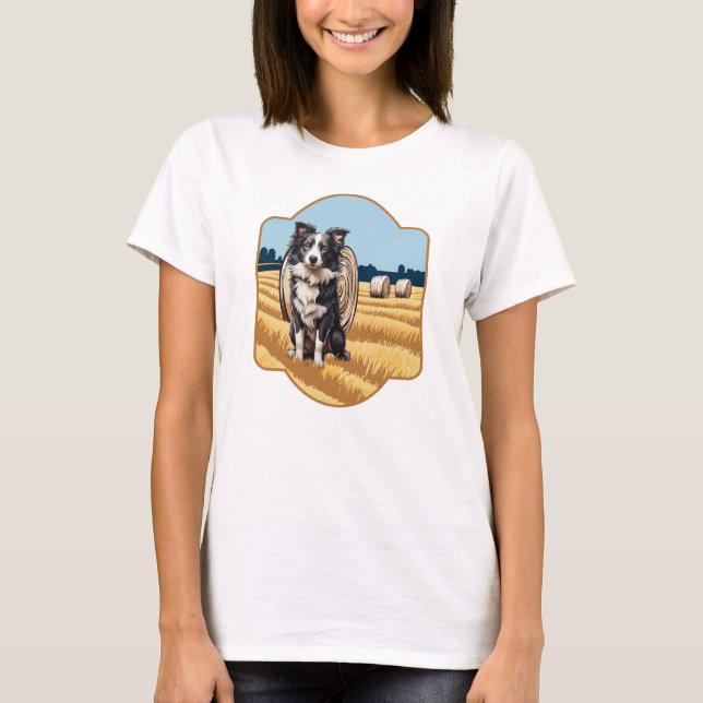 Camiseta Collie de borde en la granja (Anverso)