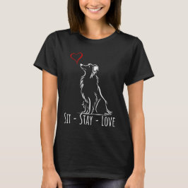 Camiseta Collie de borde Sit-Stay-Love