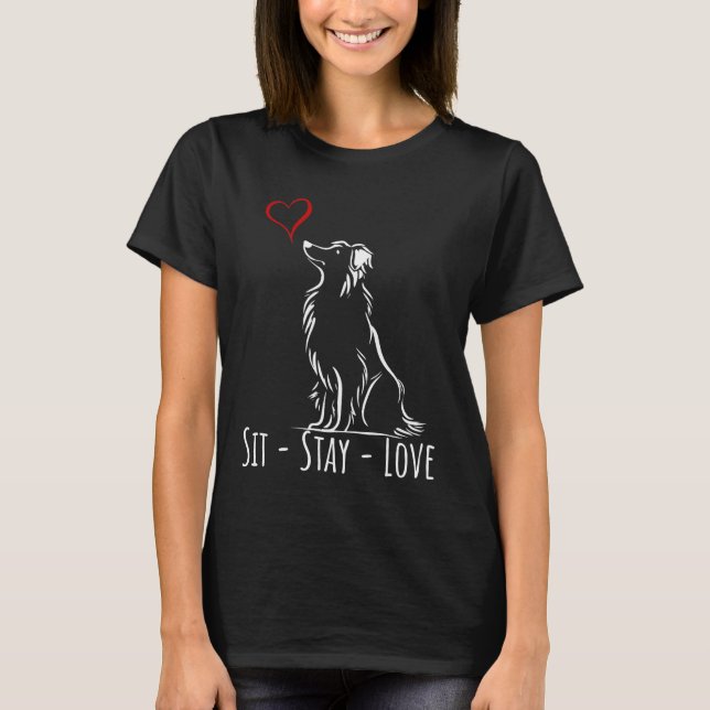 Camiseta Collie de borde Sit-Stay-Love (Anverso)