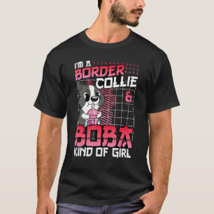 Camiseta Collie De Borde Y Boba Tipo De Chica Cute Chibi Bu