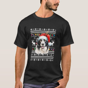 Camiseta Collie de frontera fea Santa Navidades Encender Na