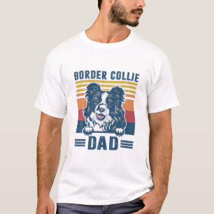 Camiseta Collie de frontera masculina padre padre retrodesc