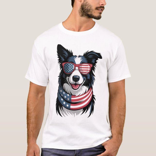 Camiseta Collie de frontera patriota (Anverso)