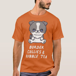 Camiseta Collie de fronteras y té de burbujas Kawaii Anime 