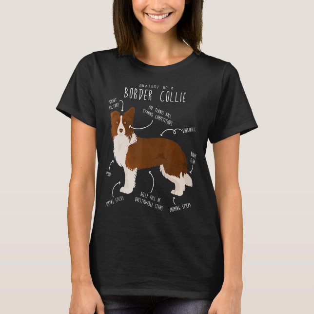 Camiseta Collie de la frontera roja Anatomía Mascota aburri (Anverso)