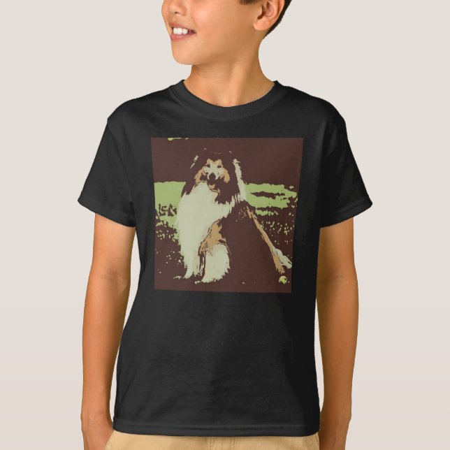 Camiseta Collie Dog Pop Art (Anverso)