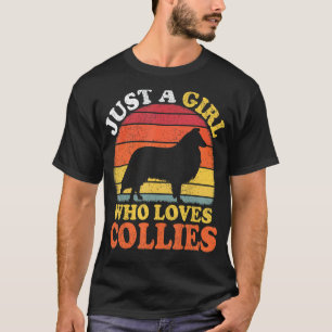 Camiseta Collie Dog Vintage Un Chica que ama a los Collies