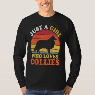 Camiseta Collie Dog Vintage Un Chica que ama a los Collies