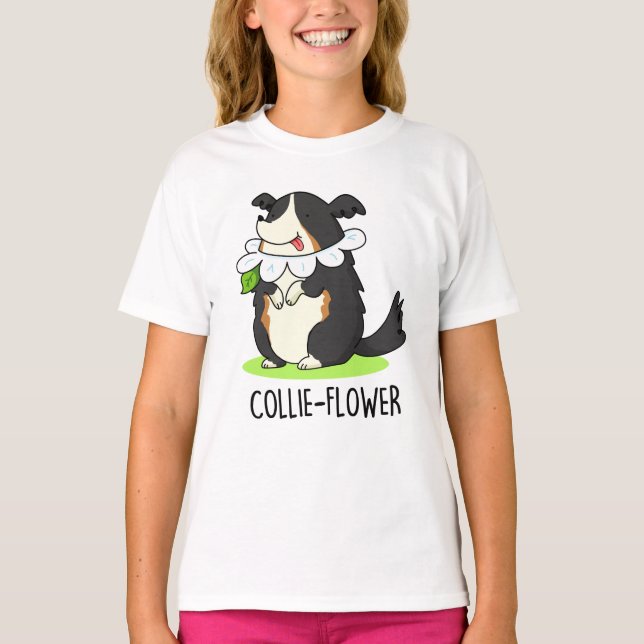 Camiseta Collie-flower Funny Border Collie Dog Pun (Anverso)