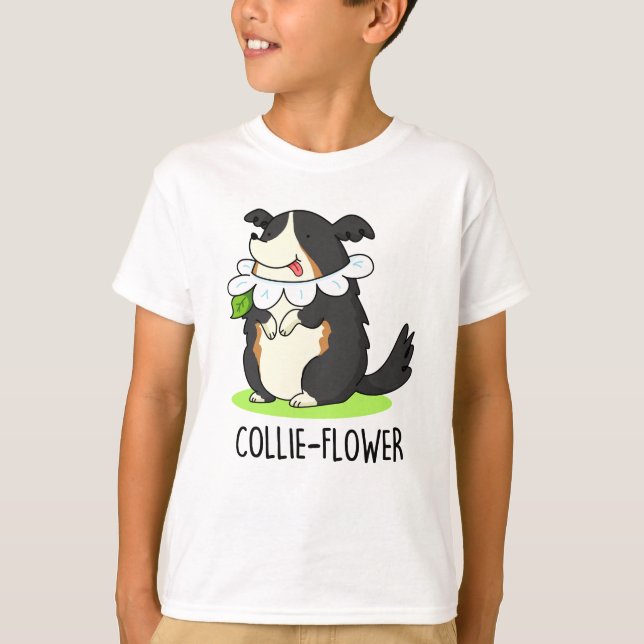 Camiseta Collie-flower Funny Border Collie Dog Pun (Anverso)