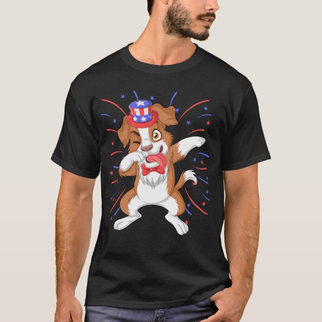 Camiseta collie fronteriza dabbing 4 de julio (Anverso)