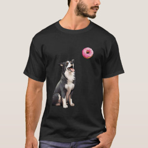 Camiseta Collie Fronteriza Mirando A Donut, Divertida Front