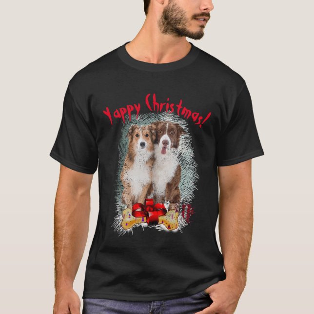 Camiseta Collie Fronteriza Navidades Yappy Perro Mamá Y Pap (Anverso)
