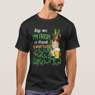 Camiseta Collie fronterizo me besa soy irlandés, ebrio o lo