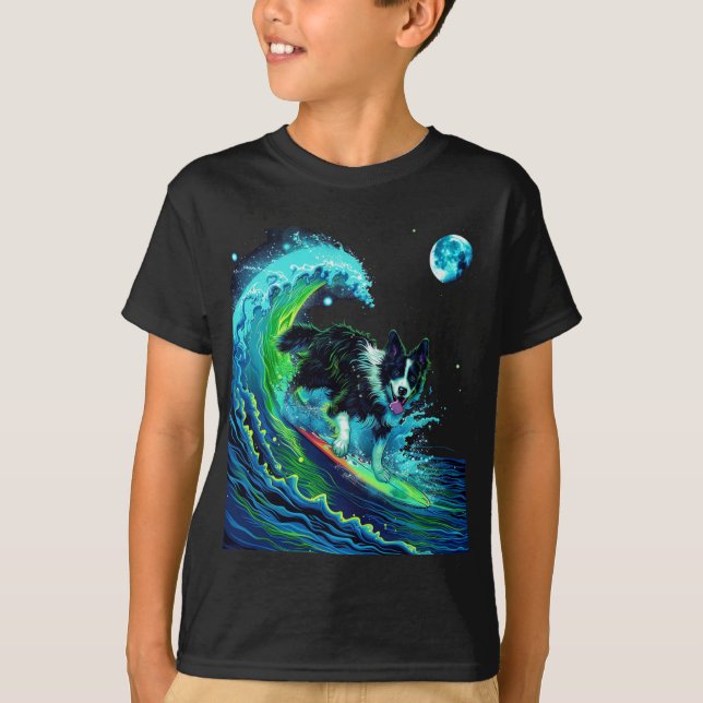 Camiseta Collie Kids de la Frontera de Surfing iluminada po (Anverso)