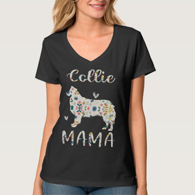 Camiseta Collie Mama Floral Dog Mom Love (Anverso)