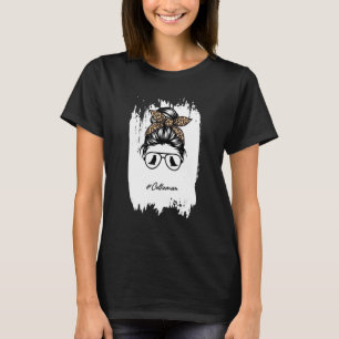 Camiseta Collie Mom Dog Mom Bleached Messy Bun Leopard