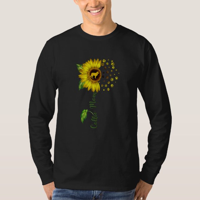 Camiseta Collie Mom Sunflower Collie Dog Mom Mama (Anverso)