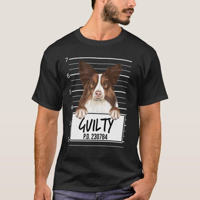 Camiseta Collie Mugshot Guilty Dog (Anverso)