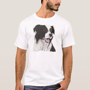 Camiseta Collie negra y blanca con ojos marrones