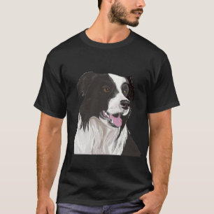 Camiseta Collie negra y blanca con ojos marrones