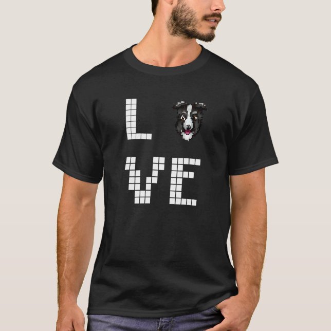 Camiseta Collie Perro Arte Pixel (Anverso)