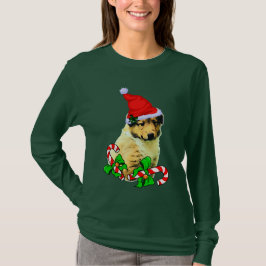 Camiseta Collie Puppy Navidades Merry