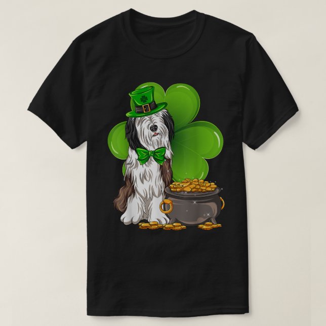 Camiseta Collie Shamrock Mascota Dog L (Diseño del anverso)