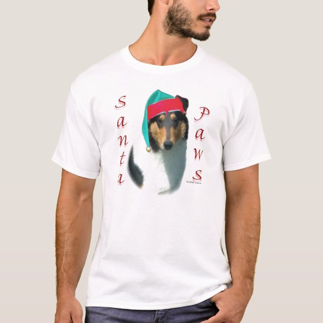 Camiseta Collie (suave) Santa Paws (Anverso)