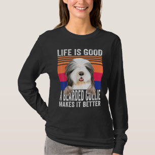 Camiseta Collies Barbudo Hace Que Tu Vida Sea Buena Vintage