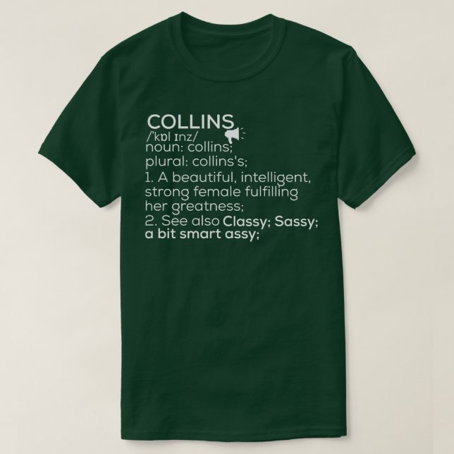 Camiseta Collins Name Collins Definition Collins Female Nam (Diseño del anverso)