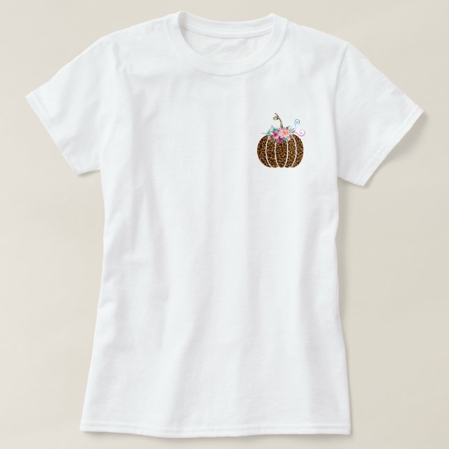 Camiseta Colocación de bolsillo de calabaza leopardo (Diseño del anverso)