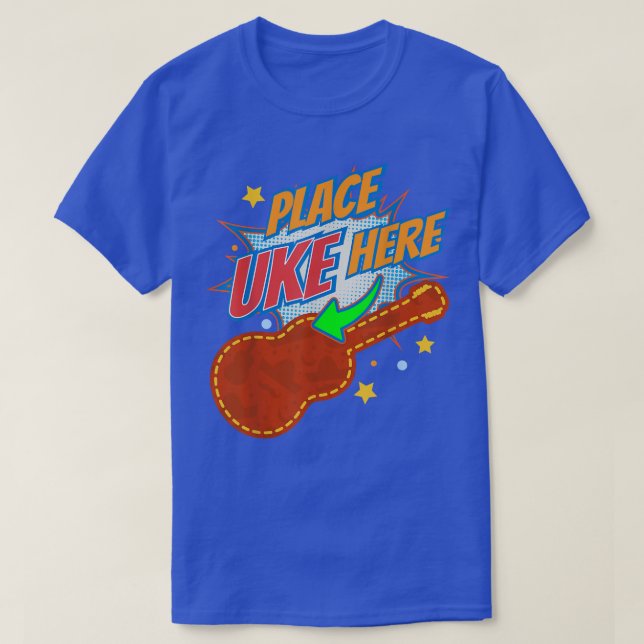 Camiseta Colocar Uke Aquí I Instrumento De Guitarra Del Jug (Diseño del anverso)