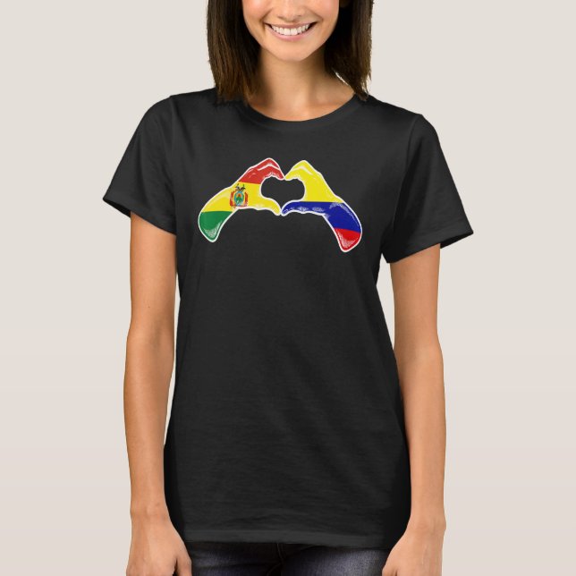 Camiseta Colombia Bandera de Bolivia Corazón Boliviano (Anverso)
