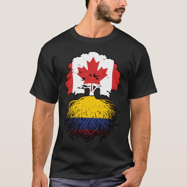Camiseta Colombia Bandera de raíces colombianas canadienses (Anverso)