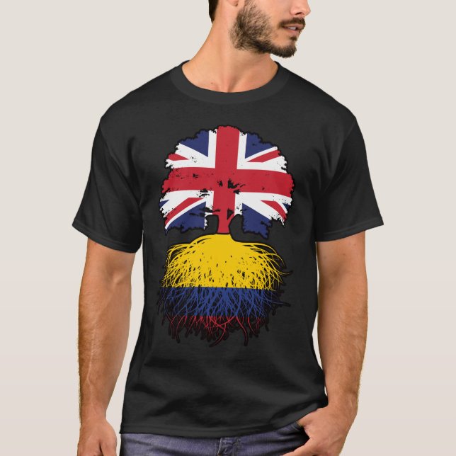 Camiseta Colombia Bandera de raíces colombianas de árboles  (Anverso)