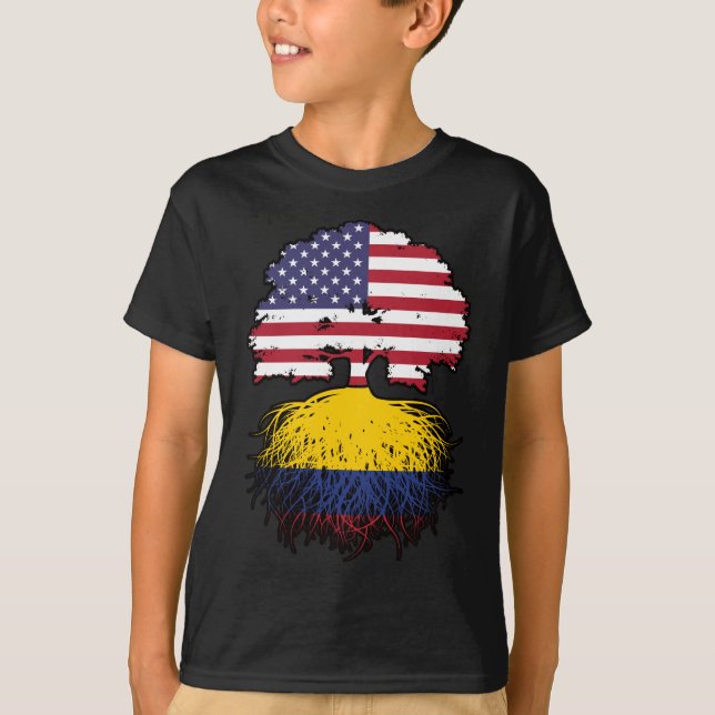 Camiseta Colombia Bandera de raíces colombianas norteameric (Anverso)