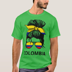 Camiseta Colombia Bandera Mujer Colombiana Con Desordenado 