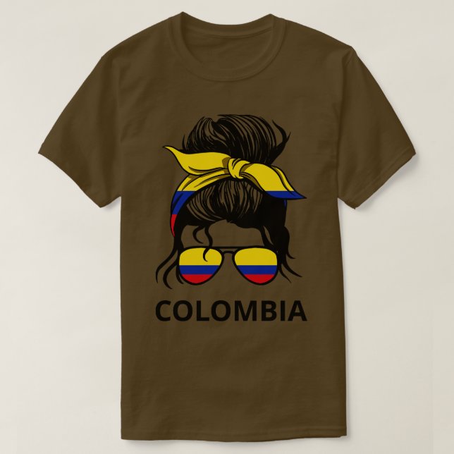 Camiseta Colombia Bandera Mujer Colombiana Con Desordenado  (Diseño del anverso)
