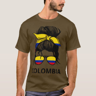 Camiseta Colombia Bandera Mujer Colombiana Con Desordenado 