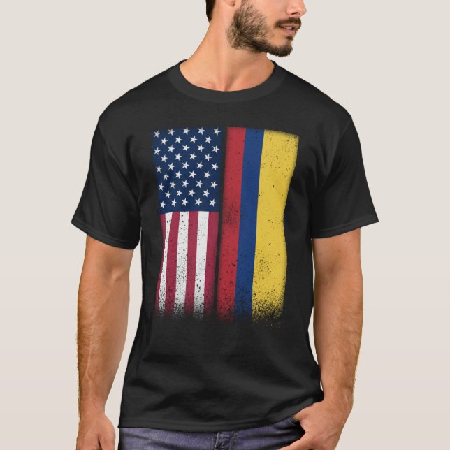 Camiseta Colombia: Banderas colombianas norteamericanas org (Anverso)
