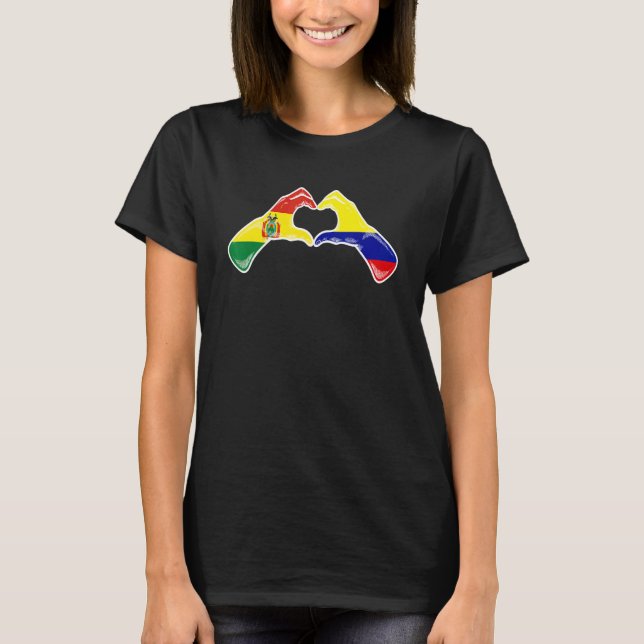 Camiseta Colombia Bolivia Flag Colombian Bolivian Heart (Anverso)