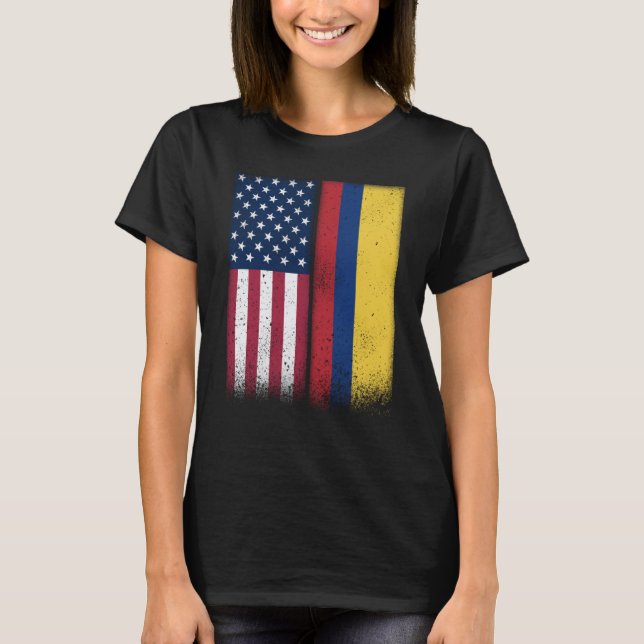 Camiseta Colombia Colombian American Flags Proud USA Colomb (Anverso)