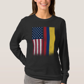Camiseta Colombia Colombian American Flags Proud USA Colomb
