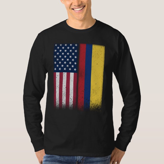 Camiseta Colombia Colombian American Flags Proud USA Colomb (Anverso)