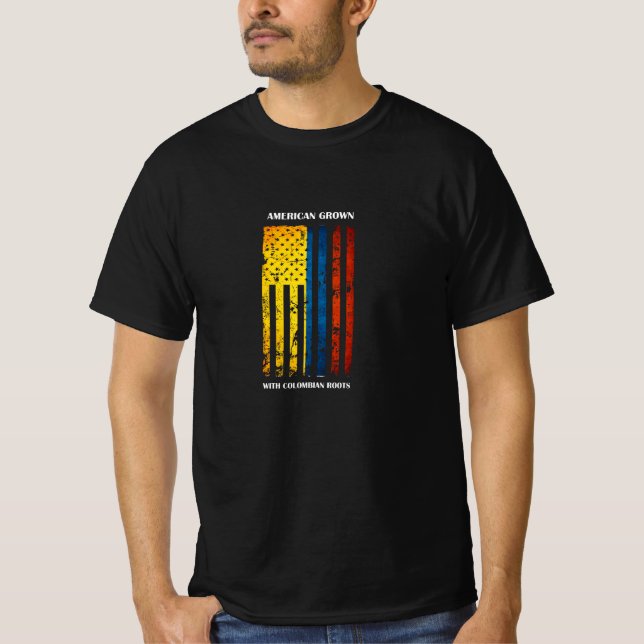 Camiseta Colombia, colombiano americano, adulto, bandera, r (Anverso)