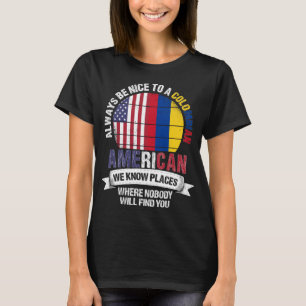 Camiseta Colombia-estadounidense conocemos lugares bandera 