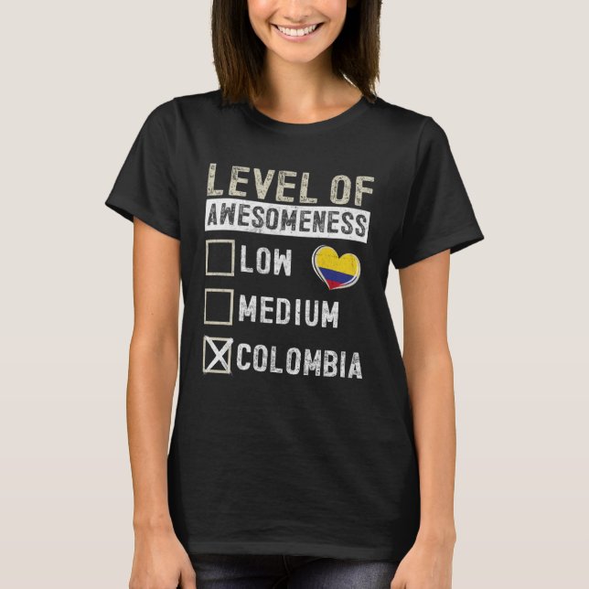 Camiseta Colombia Flag Colombians Level Of Awesomeness (Anverso)