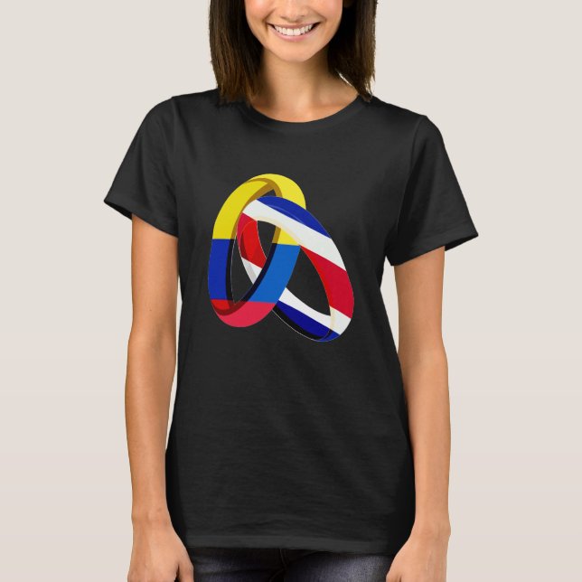 Camiseta Colombia Flag Costa Rica Grown Ring Marriage Weddi (Anverso)