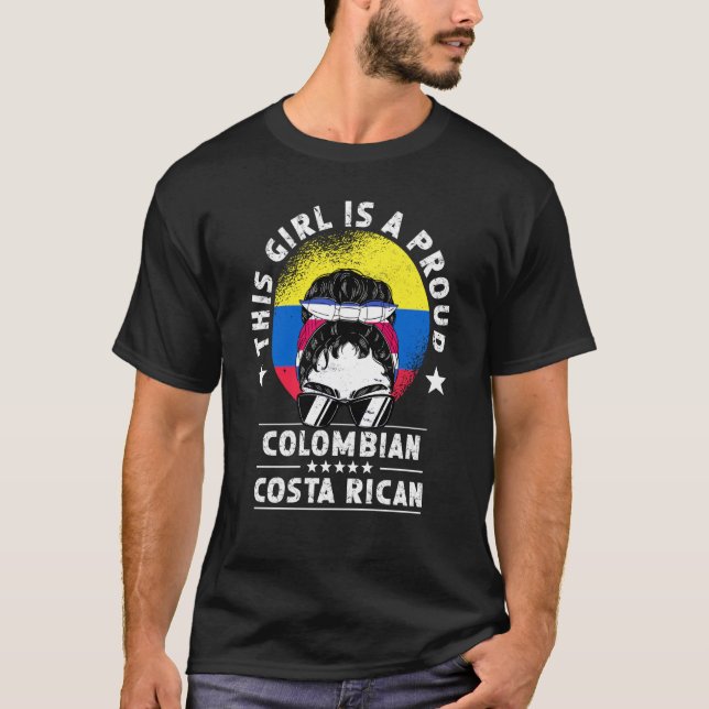 Camiseta Colombia Flag Costa Rica Grown Women Girl Citizen  (Anverso)